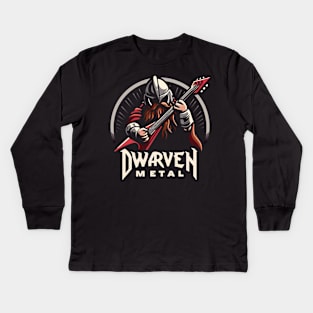 Dwarven Metal - Dwarf Guitar Hero - Fantasy Kids Long Sleeve T-Shirt